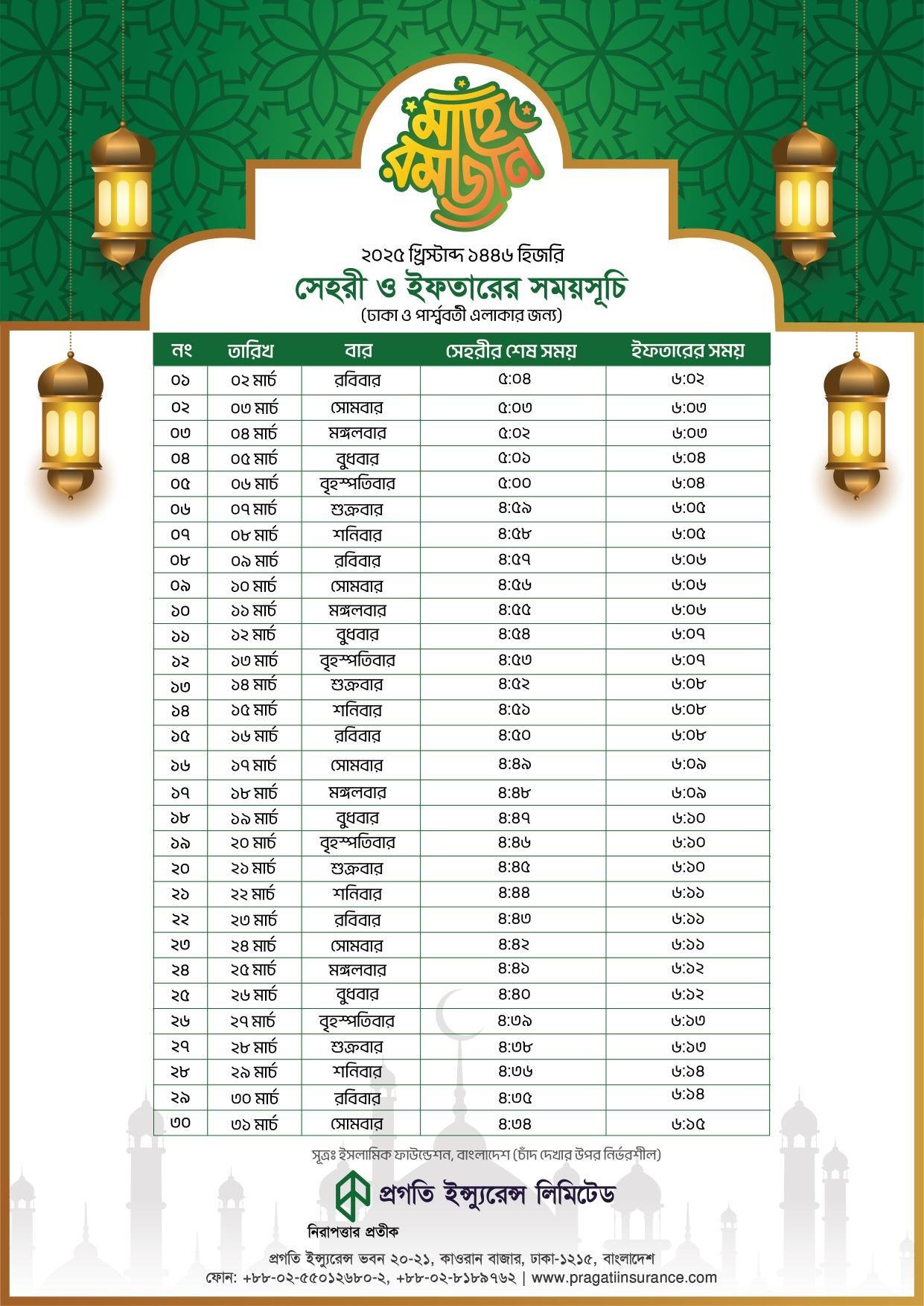 Ramadan Calendar 2025