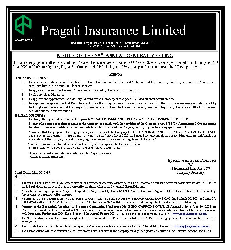 39’th Annual General Meeting Notice